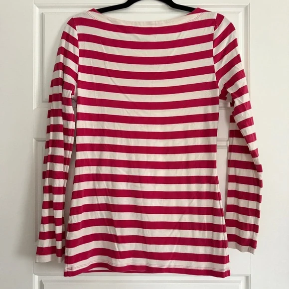 Banana Republic Red and White Striped Long Sleeve Top - Picture 3 of 4
